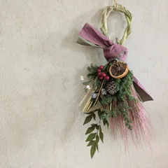 【約40cm】　しめ縄　しめ飾り　正月飾り　玄関　室内インテリア　ハンドメイド