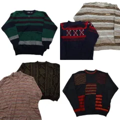 古着卸 まとめ売り 総柄 セーター 6枚セット (メンズ XL ) SOUTH POLE ボーダー 幾何学模様 クルーネック 中古 古着 NC9743