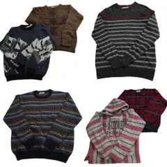 古着卸 まとめ売り 総柄 セーター 6枚セット (メンズ M ) パーカー 英文字 ボーダー クルーネック ニット 中古 古着 NC9770