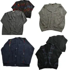 古着卸 まとめ売り 総柄 カーディガン セーター 6枚セット (メンズ XL ) アーガイル柄 チェック マルチカラー 中古 古着 NC9850