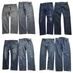 古着卸 まとめ売り リーバイス 505 デニム パンツ 8枚セット (メンズ 36 /38 ) フェード ヒゲ ストレート ブルー 中古 古着 ND0009