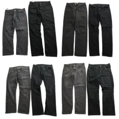 古着卸 まとめ売り リーバイス ブラックデニム パンツ 8枚セット (メンズ 36 /37 ) 504 516 ヒゲ アメカジ 中古 古着 ND0006