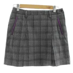 アディダス adidas テーラーメイド タイトスカート ミニ ゴルフウェア S グレー パープル 紫 チェック柄 /KU
