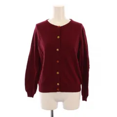 ホコモモラ JOCOMOMOLA ニット カーディガン 長袖 クルーネック 袖刺繍 ウール 40 赤 /BM