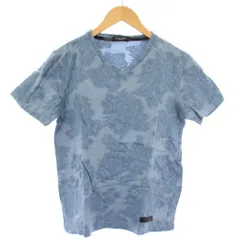 ブラックレーベルクレストブリッジ BLACK LABEL CRESTBRIDGE Tシャツ カットソー 半袖 花柄 Vネック M 青 51P54-153-22 /TK