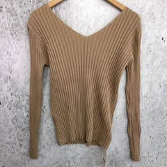 【 新品 タグ付き 】 JULIA BOUTIQUE ジュリアブティック Vネック ベーシック リブ ニット トップス ベージュ 〇□のサムネイル