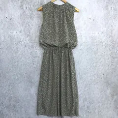 vis-a-vis ビザビ 小花柄 ウエストドロスト ワンピース グリーン系 Fサイズ 〇□