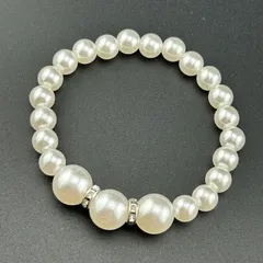 【新品】アクセサリー ブレスレット フェイク パール デザイン レディース シルバー ホワイト カラー◆