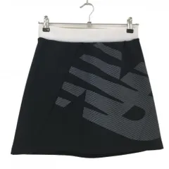 【美品】ニューバランスゴルフ スカート 黒×白 ロゴ斜めストライプ レディース 1(M) ゴルフウェア New Balance