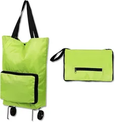 Noalife キャリーカート 折りたたみ キャスター付きエコバッグ 軽量 コンパクト おしゃれ 買い物カート ショッピングカート アウトドア (ライトグリーン)