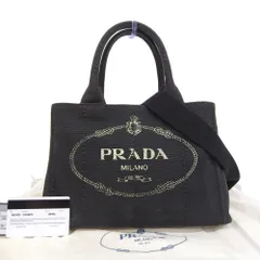 【本物保証】 布袋・保付 超美品 プラダ PRADA カナパトート 1BG439 ミニ ハンドバッグ トートバッグ 2WAYバッグ キャンバス ブラック