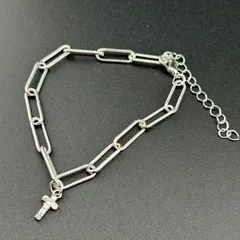 【新品】アクセサリー ブレスレット 十字架 チェーン デザイン レディース シルバー カラー◆