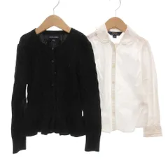 ラルフローレン RALPH LAUREN 2点セット カーディガン ケーブルニット シャツ ペプラム 120cm 白 ホワイト 黒 ブラック フリル /KR