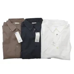 ジーユー GU タグ付き ブロードリラックスシャツ 長袖シャツ カジュアルシャツ S ホワイト 白 ダークブルー 紺 ブラウン 茶 3点セット /IU