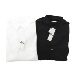 ジーユー GU タグ付き ブロードリラックスフィット 長袖シャツ カジュアルシャツ S 黒 ブラック 白 ホワイト 2点セット /IU