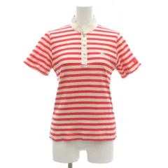 バーバリーゴルフ BURBERRY GOLF ポロシャツ 馬上の騎士 刺繍 ロゴ 半袖 ボーダー M 赤 レッド 白 ホワイト /JS