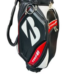 ブリヂストン BRIDGESTONE TOUR B キャディバッグ 9.5型 大容量モデル ゴルフバッグ 口枠仕切り付 ブラック×レッド 中古 現状品 ゴルフ用品
