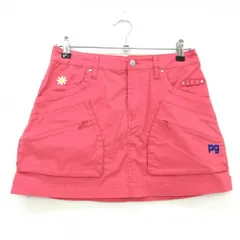 【超美品】パーリーゲイツ カーゴスカート ピンク 花刺しゅう ティー装着可  レディース 1(M) ゴルフウェア PEARLY GATES