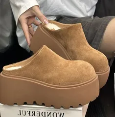 スリッパ ルームシューズ 冬 暖かい ヒール 裏起毛 靴 韓国 レディース 厚底 屋内 滑りにくい もこもこ かわいい