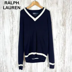 Polo by Ralph Lauren ポロバイラルフローレン Vネック リブ編み コットン ニット チルデンセーター ネイビー