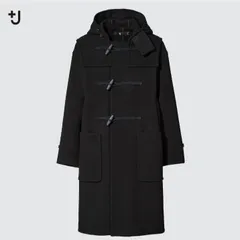 ユニクロ　UNIQLO プラスジェイ　+J ウールオーバーサイズダッフルコート  【サイズ】  S　ウールコート　ロング　BLACK　ブラック　黒　ダッフルコート　メンズ　中古　古着
