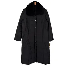 新品 Chumandor シュマンドール ロングダウンコート フォックスファー 取り外し可能 フード付き M 黒 ダウンジャケット レディース 古着