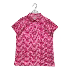 中古 レディース ジャックバニー Jack Bunny!! 半袖ポロシャツ 2(L) ピンク×白 ロゴ総柄