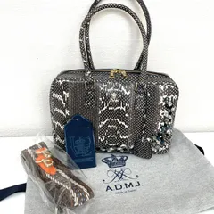 未使用✨A.D.M.J.ボストンバッグ　ネイビー　ピンク　レザー　付属品付き エーディーエムジェイ ボストンバッグ ミニボストン ネイビー