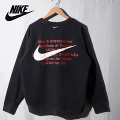 ナイキ NIKE スウェット L 相当 表記 XL ブラック 00s タブル スウッシュ ロゴ刺繍 オーバーサイズ Y2K スポーツミックス 裏毛 パイル プリント ラグラン ユニセックス 古着 F861