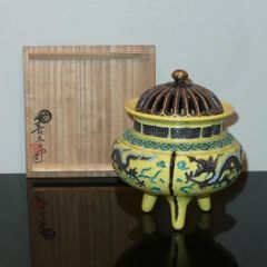 九谷焼 香炉 友山 鶴亀 松の図 共箱入り【福】 - メルカリ