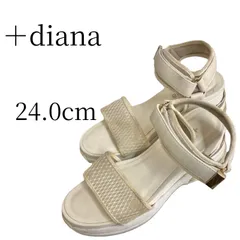 訳あり ＋diana プラスダイアナ ホワイト サンダル 24.0cm HMR094-06