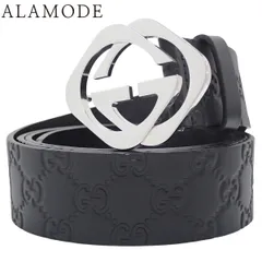 GUCCI(グッチ) グッチシマ ベルト 120・48 レザー ブラック黒 シルバー金具 403944 メンズ 40802140238【中古】【アラモード】