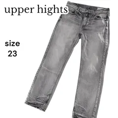 upper hights アッパーハイツ デニム ジーンズ ダメージ加工 ライトグレー サイズ23 レディース コットン