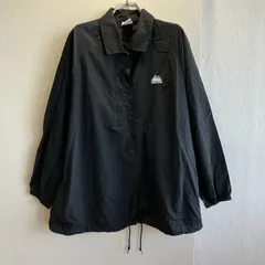 美品⭐️ ファーストダウン ザ ベーシック FIRST DOWN the basic コーチジャケット ナイロンジャケット メンズ アウター 大きめ ゆったり ビッグシルエット オーバーサイズ スナップボタン ワンポイント ロゴ刺繍 ブラック 黒 モノトーン
