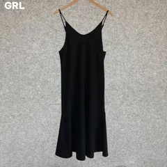GRL ブラックキャミワンピース フレアスカート Fサイズ