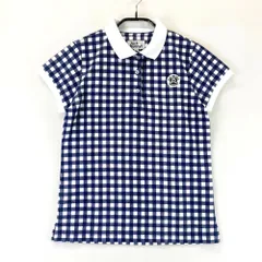 サイズ：0 JACK BUNNY ジャックバニー  半袖ポロシャツ ワッペン ギンガムチェック柄 ネイビー系 [240101557756] ゴルフウェア レディース ストスト