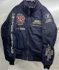 ◇ AVIREX フライトジャケット [ GT-10 ] Lサイズ ネイビー 【使用感あり/汚れ・ほつれあり】【内部ピンクっぽい変色？あり】 ジャケット アヴィレックス / 中古 121108