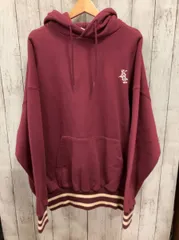 KEBOZ ケボズ パーカー ボルドー 袖ボーダー 胸元刺しゅう ストリート 綿 ワインレッド サイズL