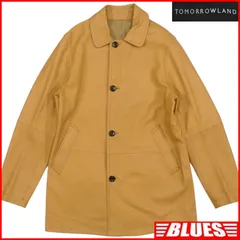 TOMORROWLAND トゥモローランド ステンカラーコート L レザー 羊革 ラムレザー リバーシブル 本革 メンズ カーコート 茶 キャメル レザーコート_サイズL一覧←SEULB屋着古← TY4201