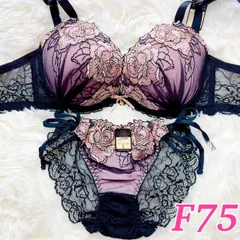 ブラショーツセット F75/L 大きいサイズ グラマーサイズ フルバック  バックレース バック透け 紐パン 解けるリボン くすみピンク 可愛い セクシー 大輪ローズ刺繍 バラ 高級感