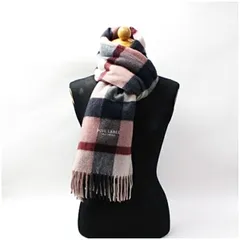 ブルーレーベルクレストブリッジ 大判ストール ピンク ブラック チェック 中古