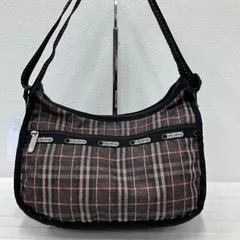 7379　LeSportsac　レスポートサック　 ショルダーバッグ　斜めがけ　紐調節可能　 クラシックホーボー　チェック柄　総柄　 ピンク　ブラウン系　ナイロン　軽量　 レディース