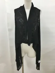 シセンドウ 詩仙堂 ベスト ブラック ロングベスト・ジレ 透かし柄 ちりめん 日本製 2512WR030