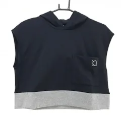 【超美品】ヘンリークラブ フード付きシャツ 黒×杢グレー フレンチスリーブ バック裾ロゴ レディース 40(M) ゴルフウェア HENRY CLUBのサムネイル