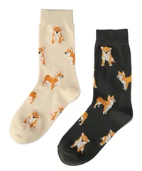 【新着商品】[InSomila] [インソミラ] 靴下 ソックス クルー丈 レディース 柴犬 2足セット 可愛い 犬 いぬ くつした 女の子 くつ下 靴した しば犬 シバ犬