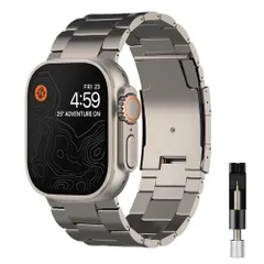【数量限定】コンパチブル Apple watch バンド チタニウム 幅広 ULTRAモデルにマッチ 軽量 耐久性 apple watch series Ultra2/Ultra 49mm 調節工具付き アップルウォッチウルトラバンド