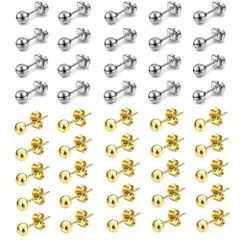【人気商品】サムコス ピアス 20ペアセット シルバー10ペア+ゴールド10ペア 丸玉ピアス ステンレス 丸玉 ボール 記念日 誕生日 3mm プレゼント男女兼用 アクセサリー