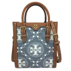 TORY　BURCH【トリーバーチ】ミニトートバッグ　ショルダーバッグ　モノグラム　デニム　レザー　ブラウン【中古品/USED-AB】質屋　かんてい局那覇店　ｎ3100978927300008