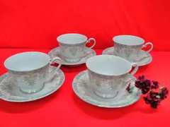 アンティーク 洋食器 NARUMI ナルミ コーヒーor紅茶カップ&ソーサー 4客セット 中古品 ☆ソーサー1枚、プレゼント！ P526
