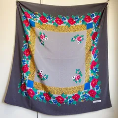 ディオール スカーフ花 ドット 大判シルク 冷房 日よけ FX67